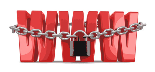 Poster - WWW and lock. Image with clipping path