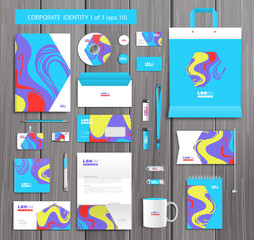 Vector artistic corporate identity template with color elements. 