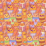 Fototapeta Pokój dzieciecy - Colorful seamless pattern with funny foxes
