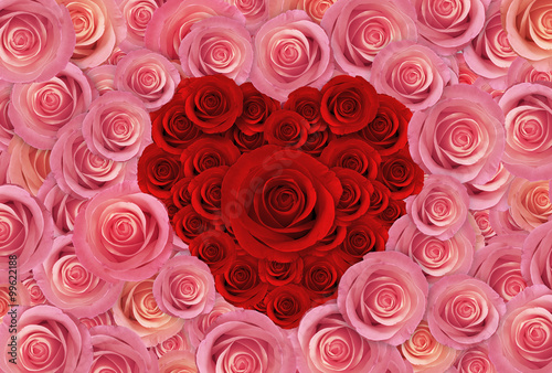 Plakat na zamówienie pink roses flower background, happy valentine day