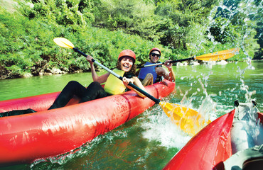 fun splashing canoe river