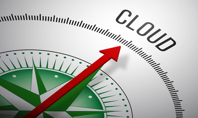 Poster - 3D rendering of a compass with a Cloud icon.