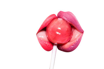 Female lips and lollipop