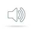 © JoelMasson - Audio icon. Speaker sign. Volume symbol. Thin line icon on white background. Vector illustration.