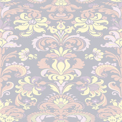 Wall Mural - colorful damask seamless floral pattern background