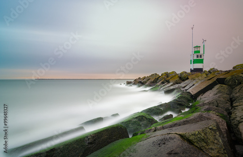 Fotografie, Obraz Long exposure photo from the Lighthouse in Ijmuiden.