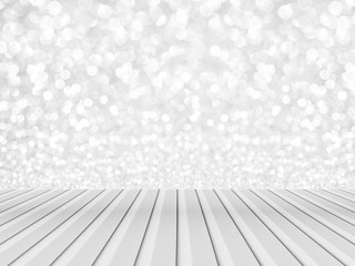 Wall Mural - wooden on white bokeh abstract background, for montage or displa