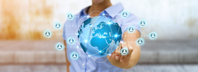 Poster - Businesswoman using social network