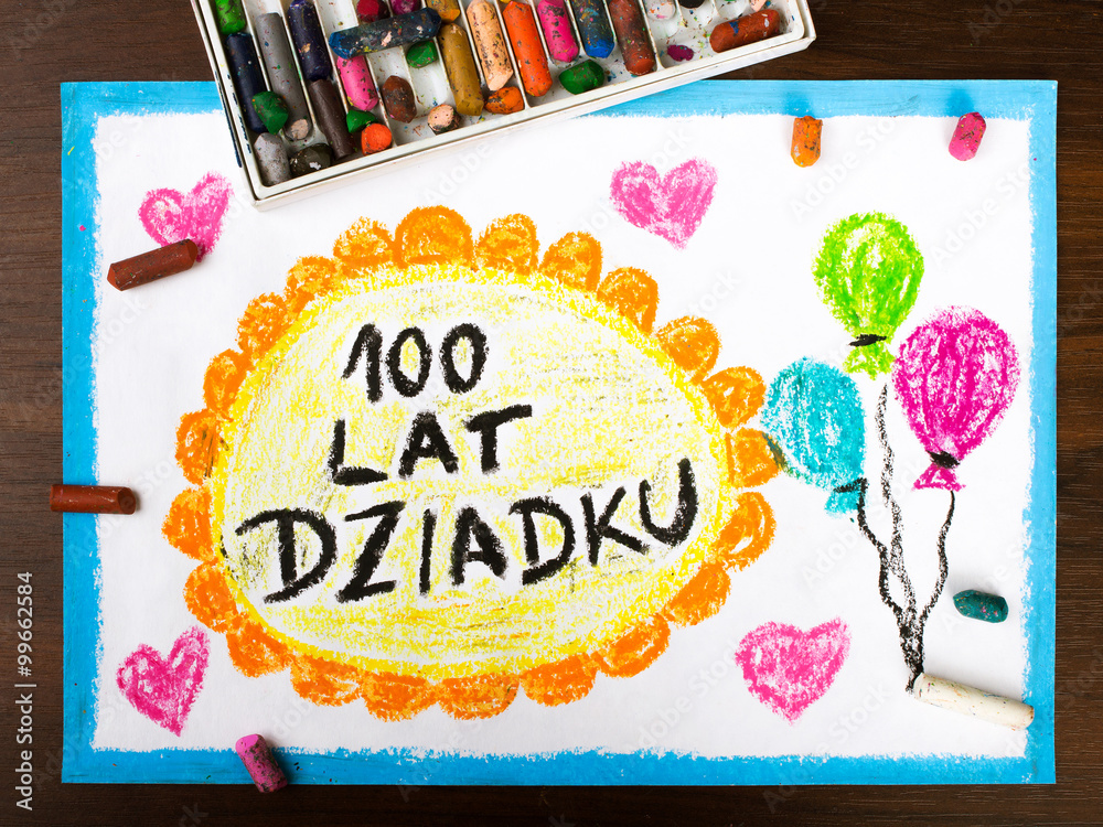 kolorowy rysunek wykonamy z okazji Dnia Dziadka Stock Photo | Adobe Stock