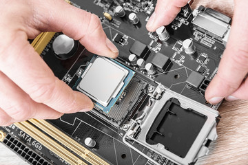 Poster - Installation of computer  processor.