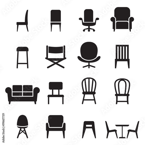 Fotografie, Obraz Chair & Seating icons set Vector illustration