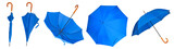 Fototapeta Do przedpokoju - Set blue umbrella stick on a white background