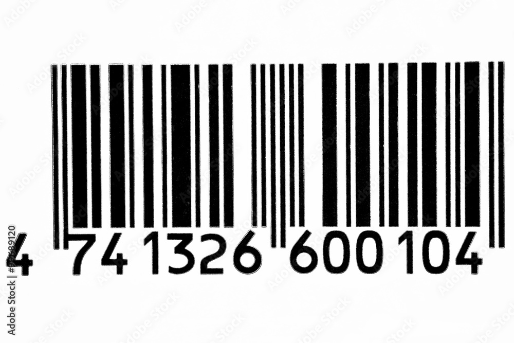 Frontal view black barcode in white background Stock Photo | Adobe Stock