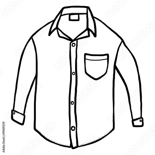 white shirt / cartoon vector and illustration, black and white, hand