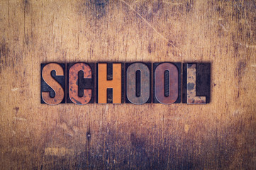 Wall Mural - School Concept Wooden Letterpress Type