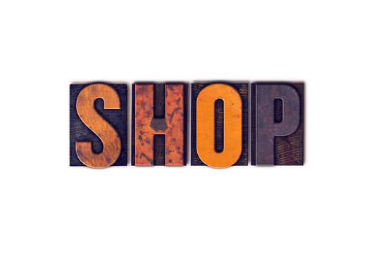 Shop Concept Isolated Letterpress Type
