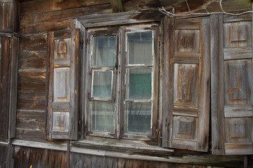 Wall Mural - Window of an ancient wooden house, Poland