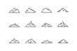 mountain icons set. Line art. Stock vector.