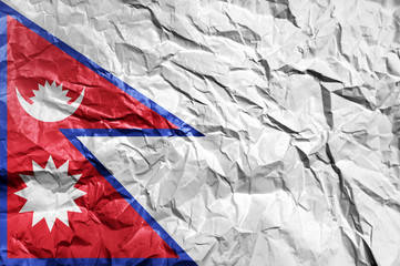 Wall Mural - Nepal flag painted on crumpled paper background