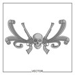 Vector illustration of skull and ancient revolvers
