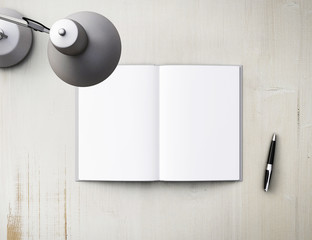 Wall Mural - lamp, pen and notebook
