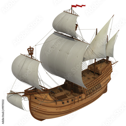 Caravel Over White Background