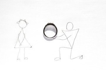 wedding proposal - man on one knee giving ring to a woman