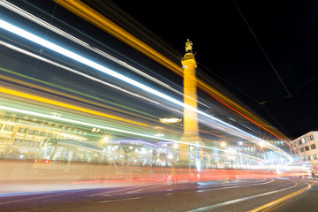 Canvas Print - darmstadt germany traffic lights at night