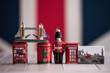 Various British souvenirs are on the table