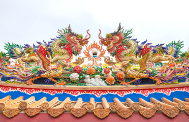 Dragon statue style in chinese temple