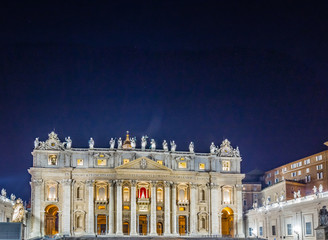 Night view of church in Vatican City