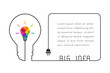 © lvnl - Bubble template with big idea concept. Lightbulb and wire forming a lightbulb shape. Vector illustration.