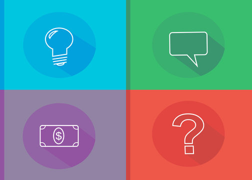Modern flat design business icons vector collection with long shadow effect 
