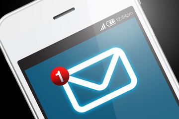 Smartphone with new message icon.