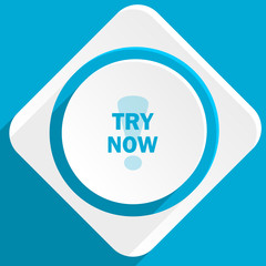Poster - try now blue flat design modern icon for web and mobile app