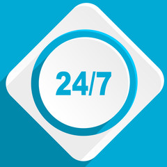 Poster - 24/7 blue flat design modern icon for web and mobile app