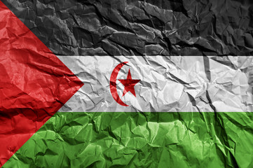 Wall Mural - Sahrawi Arab Democratic Republic flag painted on crumpled paper