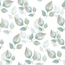 Background With Green Leaves. Seamless Pattern With Hand-drawn Elements 1