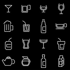 Wall Mural - Vector line beverages icon set. Beverages Icon Object, Beverages Icon Picture, Beverages Icon Image - stock vector