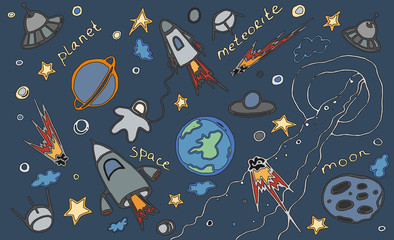 Wall Mural - doodle vector set of cosmos