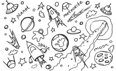 doodle vector set of cosmos