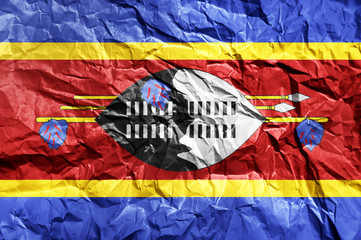 Wall Mural - Swaziland flag painted on crumpled paper background