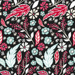 floral seamless pattern on the black background