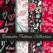 Collection of four romantic patterns.