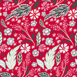 floral seamless pattern on the red background