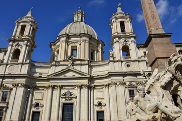 Wall Mural - Santa Agnese in Agone in Piazza Navona Square with Fountain of F