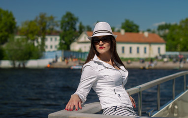 Girl on white yacht