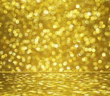 Gold Glitter Bokeh Abstract Background, For Montage Or Display Y