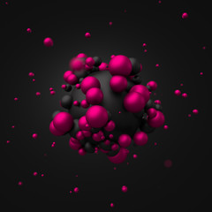 Poster - Abstract 3D Rendering of Flying Spheres.