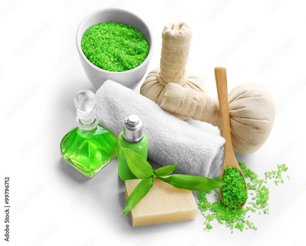 Relaxing spa set isolated on white background